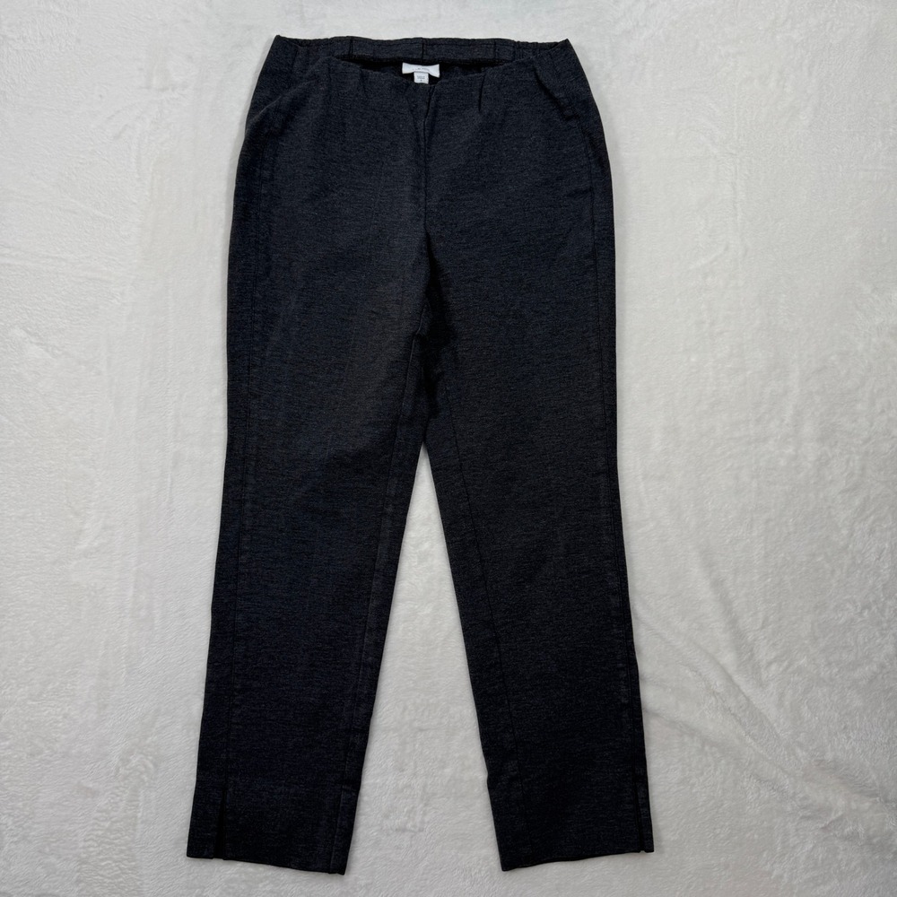 J. Jill Pants Womens S Gray Ponte Slim Leg‎ Pull On Elastic Waist Side Slit Knit